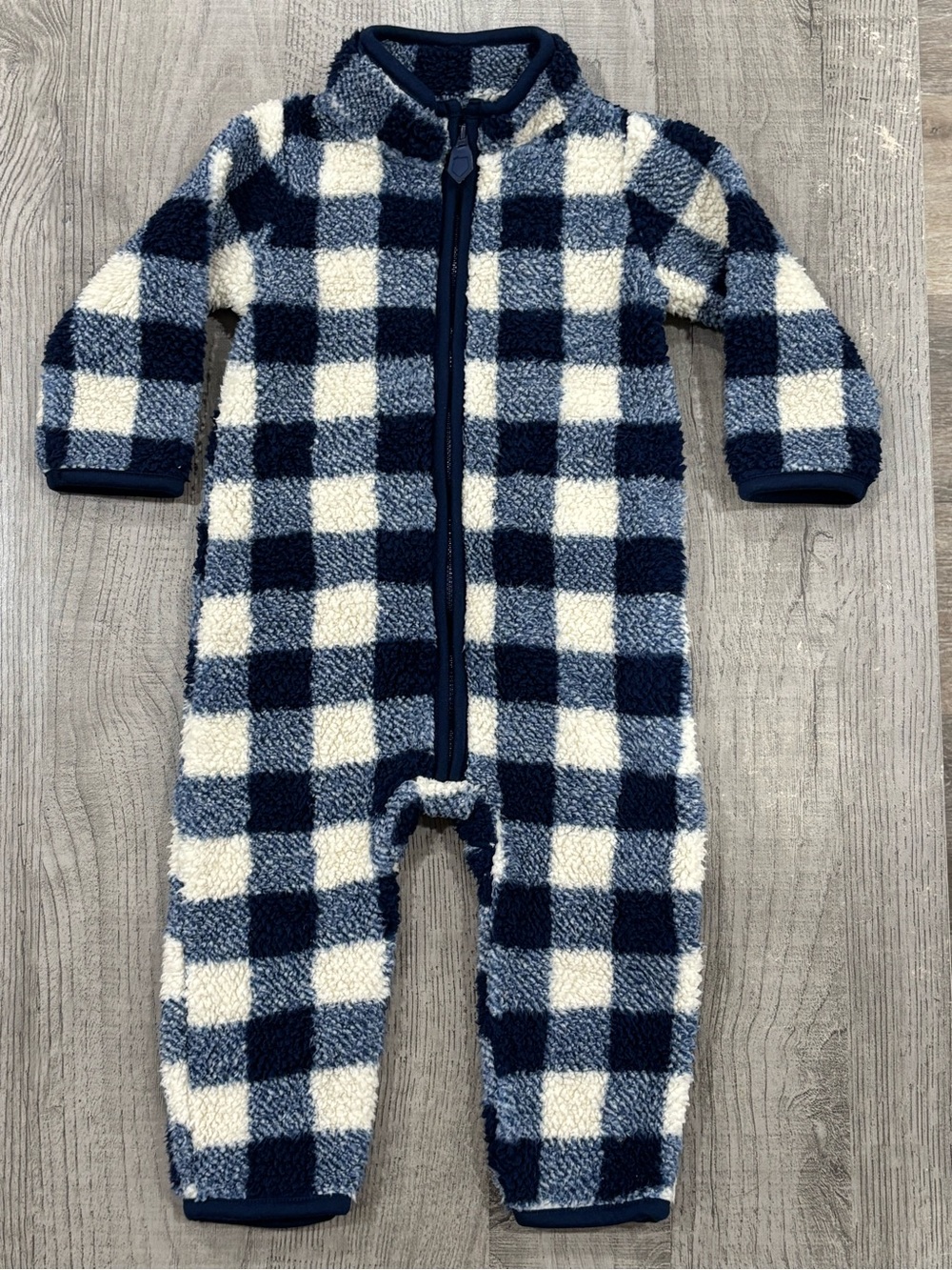 Carter’s Kids Navy & White Check Plush One-Piece Size 12M